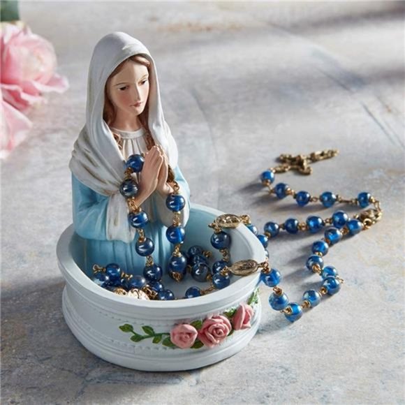 Autom Religious Madonna Rosary Holder Statue, Catholic Home Decor, 5 Inch - Picture 4 of 4